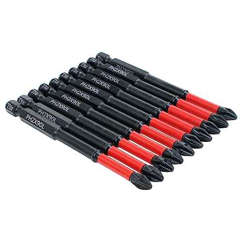 AUTOTOOLHOME 10 Pack Phillips PH2 Magnetic Anti Slip Screwdriver Bit Set 3-1/2" Length TS2 Anti-Slip Long Drill Bits Impact Driver Bits