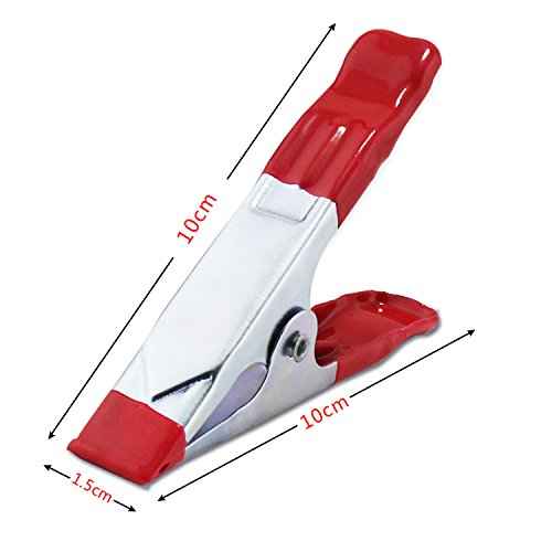 ESUMIC¢ç 6 x 4inch A Metal Spring Clamps, Heavy Duty Spring Metal Spring Clamps, Rubber Coated Tipped Grip Holder For Camping Tarpaulin (Red) (6-Piece)