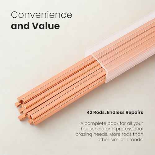 42 pcs Brazing Rods AWS BCuP-5 15% Silver Solder Phos Copper Brazing Alloy Flat Welding Rods 0.050"x1/8"x10" for HVAC, Refrigeration, and Industrial Applications
