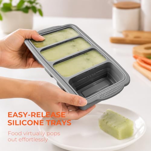 FINENUT 2-Pack Collapsible 1-Cup Silicone Freezer Tray Molds with Lids