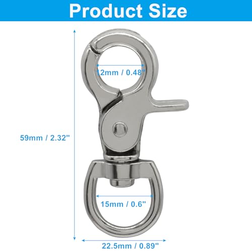 Silver Swivel Trigger Snap Hooks Pack of 10 - Stainless Steel for Crafts & Bags