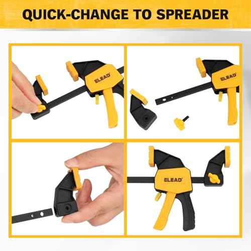 6" Mini Bar Clamps for Woodworking, 2-Piece One-Handed F Clamp/Spreader, 75LBS Load Limit Wood Clamp, Quick Release Grip Clamps for Table Wood Working, Light-duty Tools