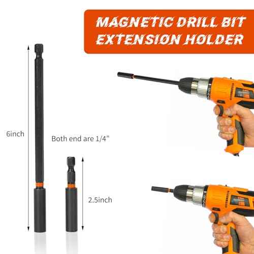 10 Pcs Impact Driver Bit Adapter Set,5 PCS Strong Magnetic Screwdriver Bit Holder 2.4 Inch Extension + 6Inch Magnetic Screwdriver Bit Holder Extension + 3Pcs Socket Adapter Set With Tough Case