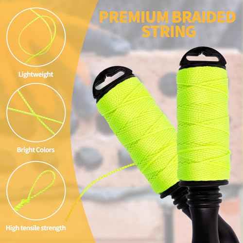 250ft #18 Neon Green Mason Line with Handle - High Visibility, Durable | Masonry, Construction, DIY