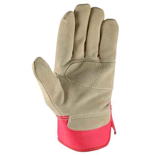 Wells Lamont Women's Heavy Duty Leather Palm Work Gloves with Safety Cuff, Pink, Medium (4113M-800)