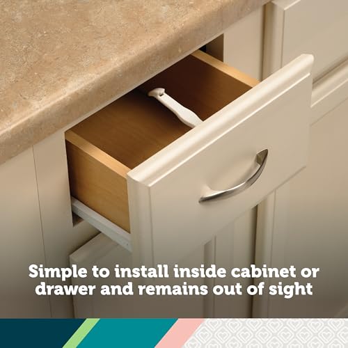 Safety 1st Cabinet & Drawer Latch 14 Pack, Babyproofing Locks for Toddlers, Easy Install, Child Safety, Hidden Design, Secure Cabinets & Drawers