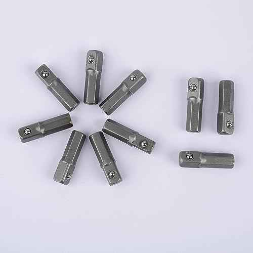 10PCS Replacement Part for M.C: Impact Socket Extension Adapter Converter Set - 1/4" Hex Shank to Square Drive 25mm | Chrome Vanadium Steel Tools for Power Drill, Driver Bit & Cordless Screwdriver