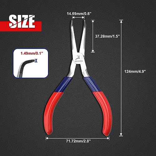 Bent Needle Nose Pliers With Serrated Jaw Mini Bent Nose Pliers With Comfort Grip Handles For Bending Wire Gripping