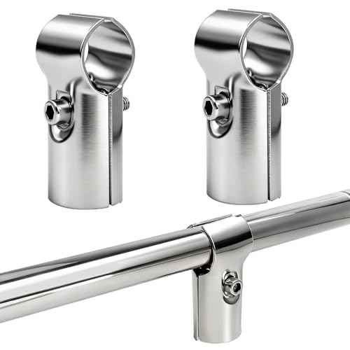 T Pipe Connector Clamps,2 Set 25mm(OD.1inch) Stainless Steel Pipe Fence Clamp Tee Corner Fitting End Rails Clamps