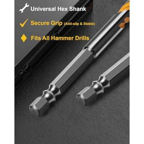 10PCS 6-Inch YG10X Carbide Concrete Masonry Drill Bits, Shockproof Hex Shank - Deep Drilling for Glass/Brick/Cement/Tile, 5/32"-1/2", High-Speed Heavy-Duty