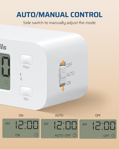 DEWENWILS White 2-Pack Indoor Digital Timer Outlet 24 Hour Programmable