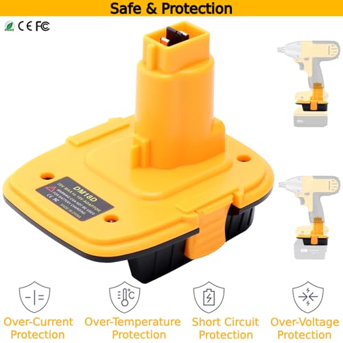 DM18D Battery Adapter Compatible with Dewalt 18v Tools, Convert Compatible with Dewalt 20v or Compatible with Mil-Waukee 18v Li-ion Battery to Work with 18V Cordless Power Tools