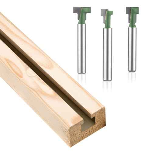 3pcs Keyhole Router Bits Set, 1/4 Inch Shank T Slot Cutter Set Router Bits, Blade Diameter 5/16", 3/8", and 1/2", Cutting Woodworking T Track Slotting Cutter for Wood Hex Bolt Milling Cutter Home DIY