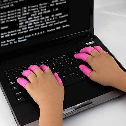 200 Pcs Finger Cots, Disposable Finger Protectors, Latex Anti-Static Finger Tip Rubber Protect Keeping Dressing Dry and Clean (Medium, Pink)