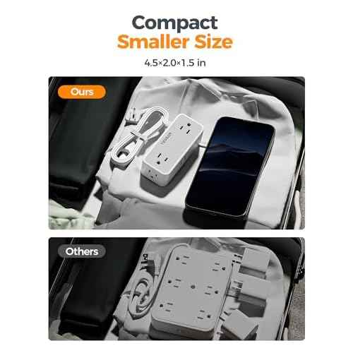 TESSAN Flat Plug Extension Cord 5 FT, Surge Protector Power Strip with 4 AC Outlets 1 USB C and 2 USB A Ports, 900 Joules Protection, Multiple Wall Outlet Extender Suitable for Home Office Dorm