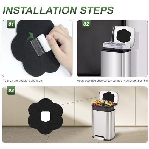 ENLOY 7.2 Inch Flower Universal Trash Can Charcoal Filter Replacement 12 Pack