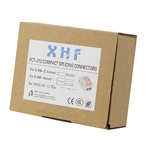 100 Pcs 2 Conductor Lever Wire Connectors Nuts Pack for Fast Electrical Terminals