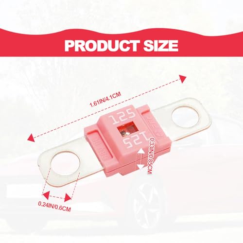 KEVWR 125A Pack of 3 Midi Bolt-On Fuses for Cars Trucks Construction Vehicles
