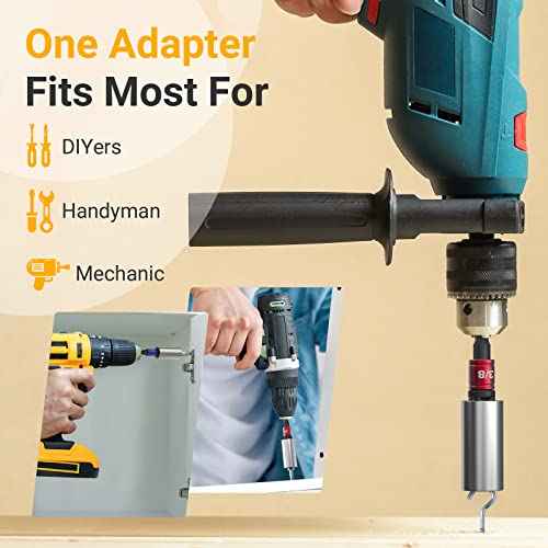 Impact Socket Adapter Set for Drill - Tools for Men Gadgets 1/4" 3/8" 1/2" Impact Grade Driver Bit Set Extension Bit with Holder Ratchet Wrench Nut Hex Drive Adapter Hand Power Accessories Cool Stuff