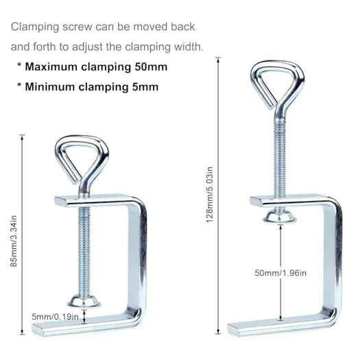 Woodworking C-Clamp, 2PCS Stainless Steel Heavy Duty Clamps for Welding, Wide Jaw 2" Desk Bench Dog Hole Clamp for Wood Edge Clamps