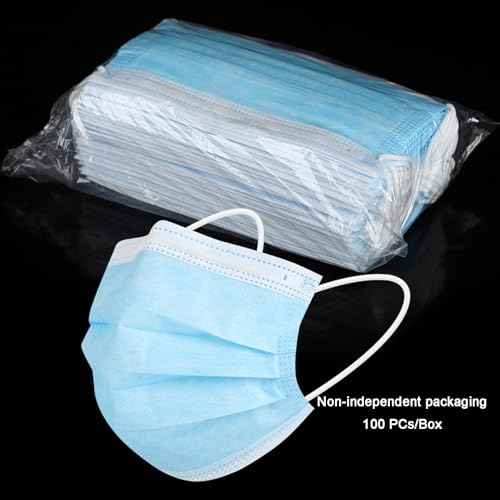 Disposable Face Masks, 3-Ply Breathable Dust Protection for Daily Use, Comfortable Elastic Earloops, Black, 100-Pack