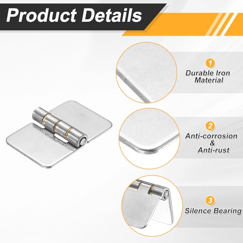 uxcell 4 Pack Heavy Duty Weldable Hinges, 1.5" x 2.36" x 0.08" Weld on Butt Hinge 304 Stainless Steel Folding Metal Gate Hinges for Trailer Doors, Silver