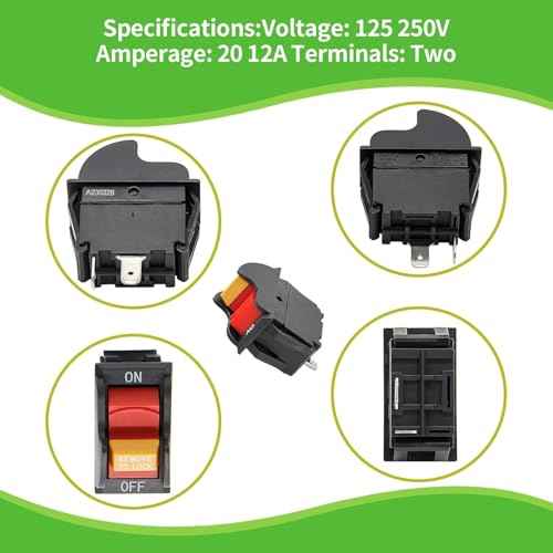 Thaekuns SW7B On-Off Toggle Switch 2 Prong for Table Saws and Drill Press Replaces Black & Decker, Delta/Porter Cable 489105-00, 438010170141 Rigid/Ryobi 46023