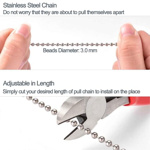 LEFERS Crystal AB Flower Ceiling Fan Pull Chain Set, 2x24in Pendant Extensions