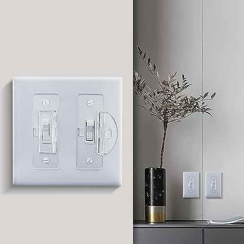 Roxiuc 2 Pack Clear Light Switch Guard - Child Proof, Double Buckle, Dimmer Compatible, Indoor/Outdoor, 2 Count, 3.5 x 1 inches