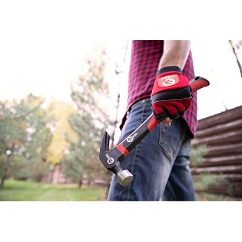 INTERTOOL Claw Hammer 16 oz. / 1 Pound for Framing, Nails, Carpentry - Smooth Face and Shock Absorbing Anti-Slip Fiberglass Handle HT-0223