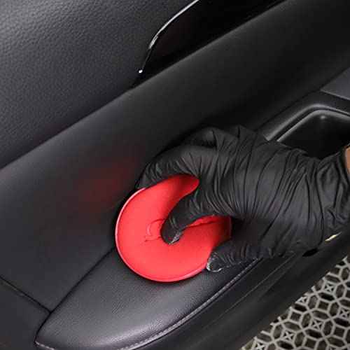 SPTA 10Pcs Foam Wax Applicator Pads, 4inch Hand Wax Pad(Red), Soft Car Detailing Sponges,Supreme Shine Pad, for Car Cleaning, for Car Detail Cleaning, Waxing pad