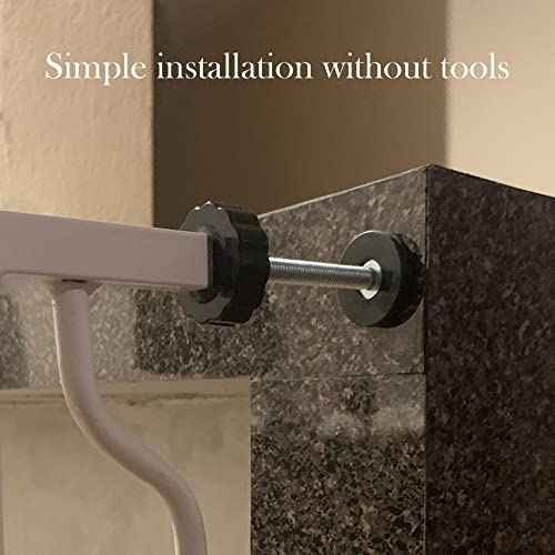 Vmaisi 4 Pack 8MM Baby Gate Threaded Spindle Rod, Replacement Hardware Parts Kit for Pet & Dog Pressure Mounted Safety Gates - Extra Long Wall Mounting Accessories Screws Rods Adapter Bolts Black