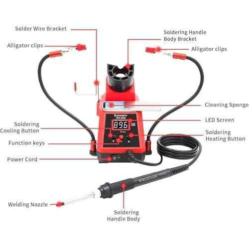 60W Digital Display Soldering Iron Station with 2 Helping Hands, ¡ÆC/¨¬F Conversion, Auto Sleep & Calibration Support