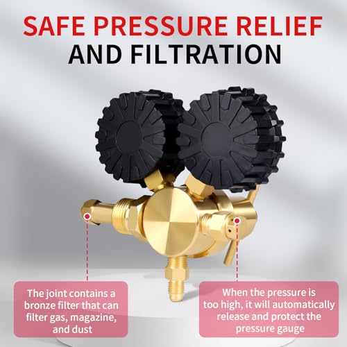 BO WELD Nitrogen Regulator with 0-800 PSI, CGA580 Inlet Connection and 1/4'' Male Flare Outlet Connection Gauges£¬Nitrogen Tank Regulator with 5Ft Refrigeration Hose