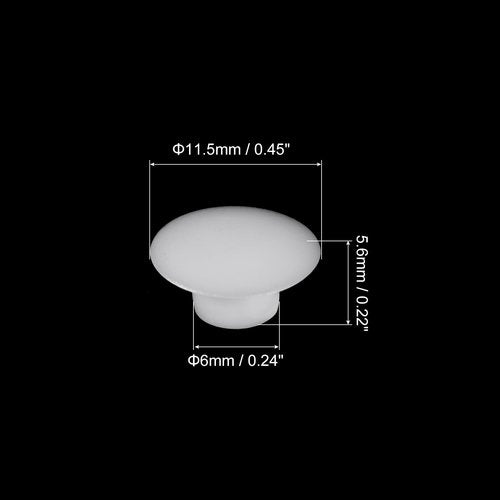 uxcell 400Pcs Screw Hole Plugs, 6mm(1/4") Dia Plastic Snap in Shelf Button Flush Type Caps for Furniture Cabinet Cupboard, White
