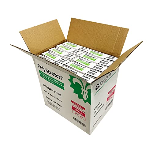 KingSeal 2000 Count PolyStretch TPE Poly Hybrid Disposable Gloves, Powder-Free, Vinyl Glove Substitute, Size Small - 10 Boxes x 200 Gloves