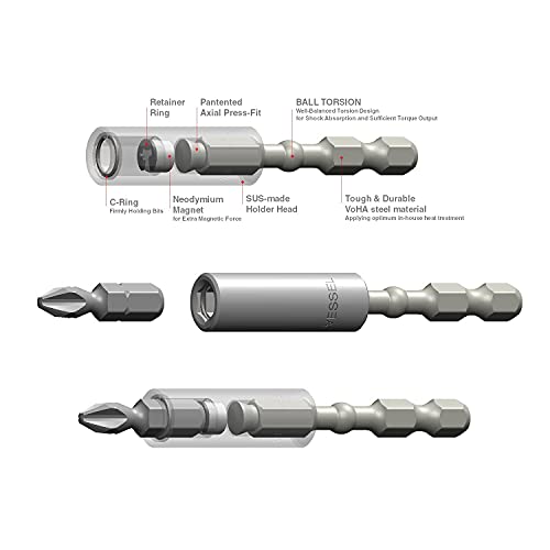 VESSEL Impact-Ball Torsion Bit Holder 1PC H1/4"X150 (6") IBHBM150P1
