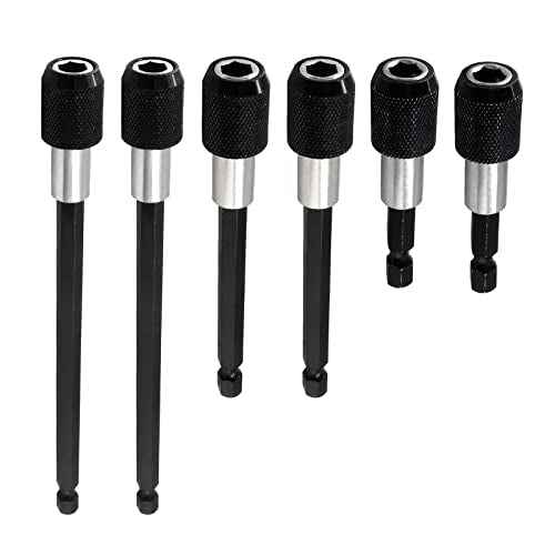 Litoexpe 6 Pcs Drill Bit Extension, Quick Release Bit Holder Magnetic Drill Extension Bit Holder with 1/4¡± Hex Shank for All 1/4-Inch Drive Bits (2 Inch, 4 Inch, 6 Inch - Black