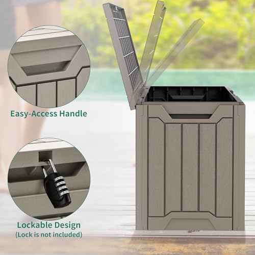 YITAHOME 31 Gallon Outdoor Storage Deck Box, Waterproof Resin Package Delivery and Storage Box with Lockable Lid for Patio Furniture Cushions, Pool Accessories, Garden Tools, Taupe