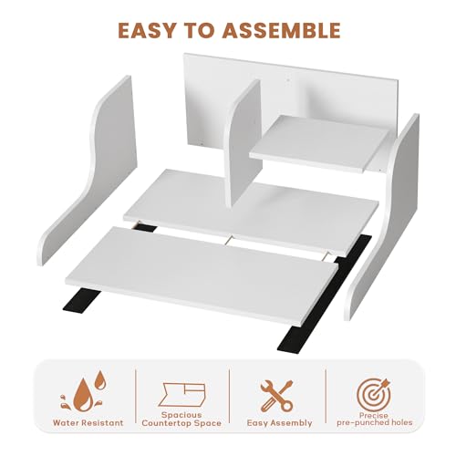 DTK White Single Washer Countertop with Shelf - Laundry Organizer & Drying Surface