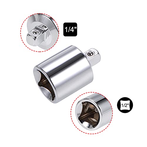 uxcell 2 Pcs 1/2 Inch Drive (F) x 1/4 Inch (M) Socket Reducer Adapter, Female to Male
