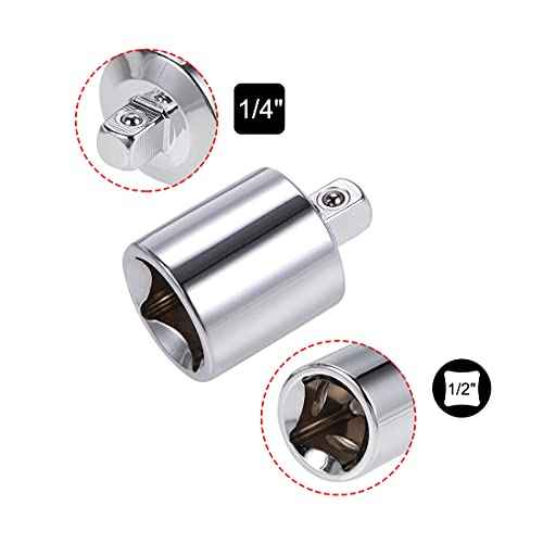 uxcell 2 Pcs 1/2 Inch Drive (F) x 1/4 Inch (M) Socket Reducer Adapter, Female to Male