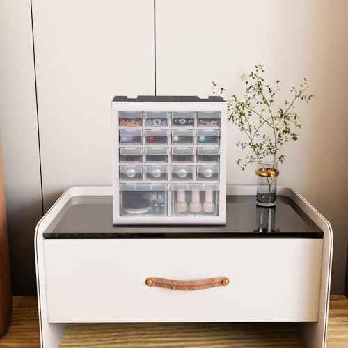 Gonice Craft Cabinet Storage, Hardware Storage Organizer, 18 Drawer Plastic Screw Storage Organizer, Tool Storage Box for Screws, Nuts and Small Parts, black & white