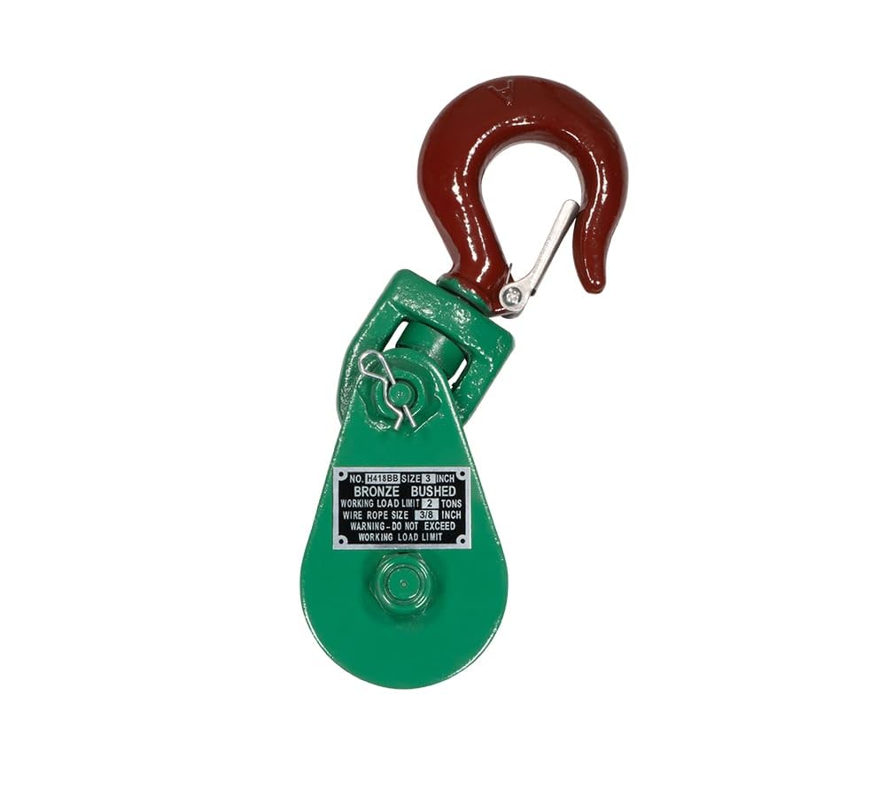 Mytee Products Snatch Block with Hook WLL 2 Ton 3" Sheave 3/8" Inch Wire Rope Wrecker Roll Back Recovery