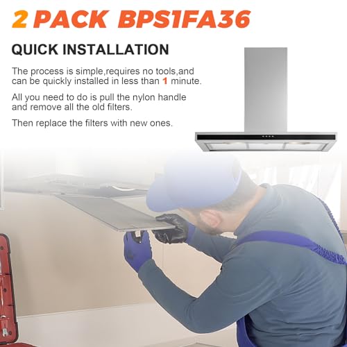 Beaquicy BPS1FA36 2-Pack Range Hood Filter 11-3/4" x 17-1/4" x 3/8" Fit 36" Allure WS1/WS2