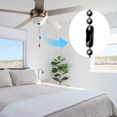 TWLITE Black Ceiling Fan Pull Chain Extender 12 Feet Beaded Light Extension