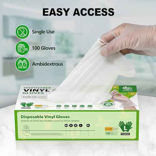 Disposable Vinyl Gloves, Food Safe, Latex-Free Powder-Free Clear Plastic Gloves for Cooking, House Clean, Food Prep