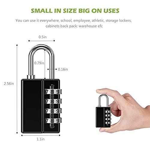 KeeKit Combination Padlock, 4 Digit Combination Lock with Keys, Resettable Waterproof Gate Lock for Locker, Gym, Fence, Case, School & Employee Locker, Toolbox ? 4 Pack, 2 Keys, Black