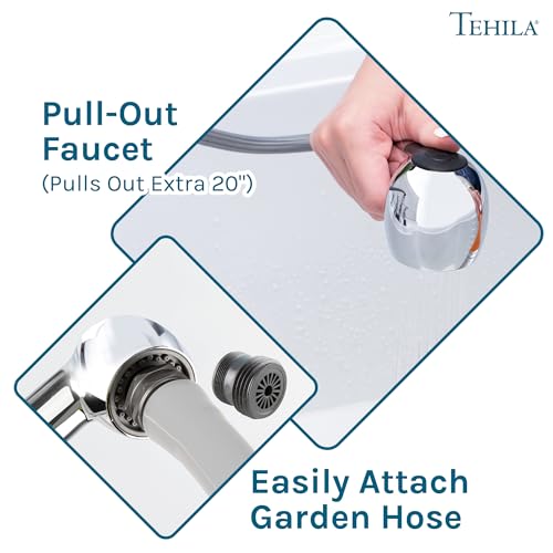 JS Jackson Supplies Chrome Dual Handle Pull Out Kitchen Faucet 4 Inch Center Set
