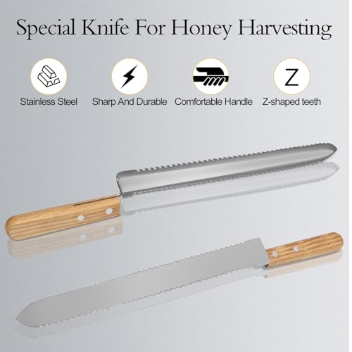 Professional Hive Uncapping Knife - Stainless Steel Serrated Honey Extraction Tool for Wax Removal and Beehive Maintenance